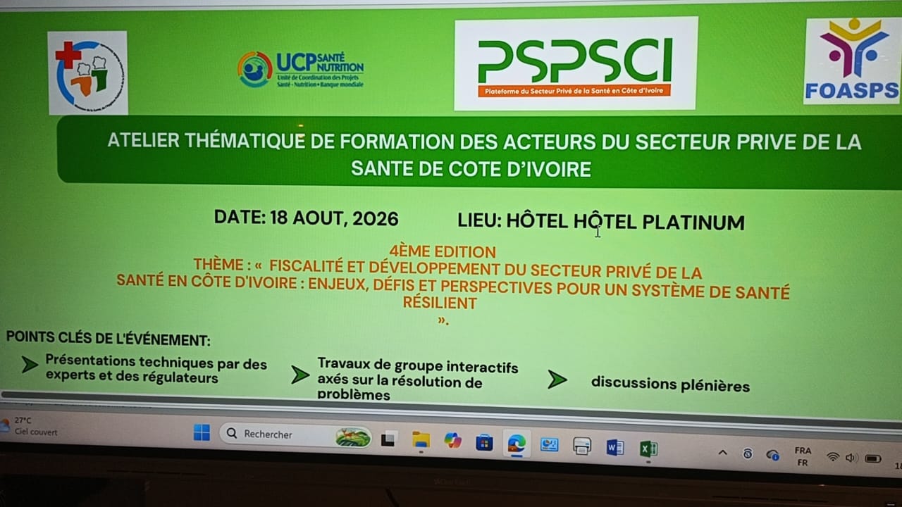 La PSPSCI organise son 4e atelier thématique sur les obligations fiscales dans le secteur privé de la santé